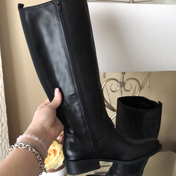 New Marc Fisher Glimmer WIDE CALF Black Riding Knee High Boots Genuine Leather - Picture 6 of 15